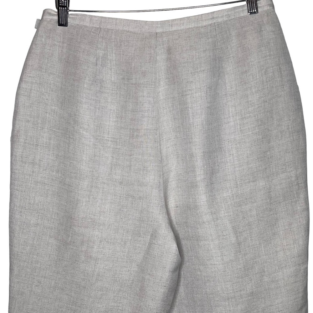 Annie Alexander Wide Leg Cropped Ankle Slacks Size 14 Ivory Linen Side Zip Lined - Picture 5 of 12